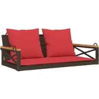 vidaXL Panchina sospesa con cuscini , marrone, 109x62x40 cm, rattan sintetico
