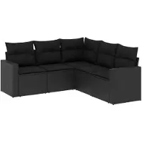 vidaXL Set di divani da giardino 5 pezzi con cuscini in polirattan nero