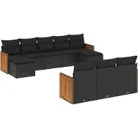 vidaXL Set di divani da giardino da 10 pezzi con cuscini in polirattan nero