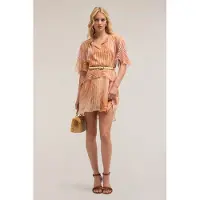 Motivi Flared Patterned Dress With Flounces Pink Taglia: 34 | Abiti Mini Outlet | Donna | Rosa