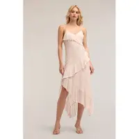 Motivi Flounced Midi Dress With Ruching Pink Taglia: 34 | Abiti Midi Outlet | Donna | Rosa