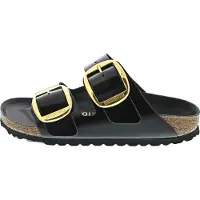 Birkenstock per donna. 1021476 Sandali in Pelle Arizona Big Buckle (Vestibilità Stretta) nero (39), Basso, Nessuno, Casual