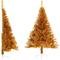 Prolenta Maison Exclusive - Albero di Natale artificiale a metà, con base, color oro, 120 cm, materiale: PET