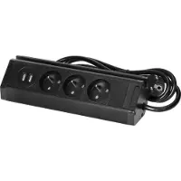 Virone | Presa Da Mobile FS-15/B - Nera - 3 Posti Con USB - Pratica Per Cucina E Ufficio