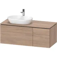 Duravit L-Cube Meuble sous-lavabo en console suspendu, avec plan de toilette en console, 4 tiroirs, vasque à gauche, 1220x482x550mm, LC4876055550000, LC4876055550000