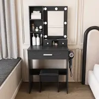 Youjia Piccolo set da tavolo da trucco con specchio e illuminazione LED regolabile, dotato di presa di corrente