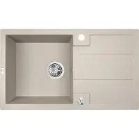 Laveo Lavello di design in granito a 1 vasca con scolapiatti Beige