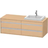 Duravit Ketho Meuble sous-vasque sur console suspendu, 1400x496x550 mm, 4 tiroirs, pour lavabo à encastrer, position à droite, KT6757R3030, KT6757R3030