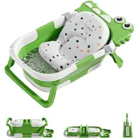 StarTech.com Vaschetta per il bagnetto - Pieghevole - Con cuscino da bagno - Termometro integrato - Plastica PP - Design con personaggi dei cartoni animati - 25–36 mesi - Verde
