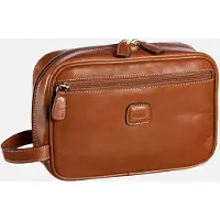 Bric's Life Pelle Borsa da toilette Vera Pelle 25 cm marrone