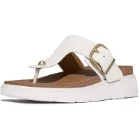 FitFlop per donna. B1H-194 Sandali Gen FF Buckle in pelle bianca (39), Bianco, Basso, Nessuno, Casual