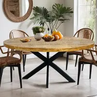 Abato Tavolo da pranzo ovale 190x100cm Tavolo da sala da pranzo Liverpool in legno massiccio di mango stabile