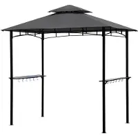 Sekey Gazebo per barbecue Gazebo da giardino Gazebo da balcone Tenda per barbecue UV50+ con ripiani Tetto doppio 245 x 150 x 250 cm