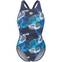 Arena Women's Camo Swimsuit V Back L Costume intero Donna (36, blu)