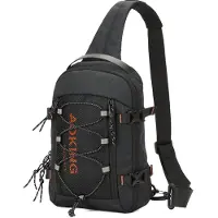 Aoking Borsa a tracolla unisex , nera, con tracolla regolabile e tasche con zip, dimensioni 20x31,5 cm