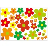 Easydruck24de Set di adesivi fiori fiori colorati I flower power adesivi per scooter bici notebook laptop cellulare auto adesivi I resistente alle intemperie I kfz_243