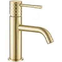 REA Rubinetto Del Lavabo Lungo Basso Oro Spazzolato