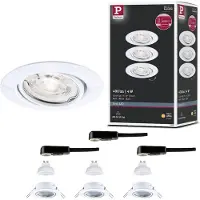Paulmann Lampada a incasso BASE bianca Ø 9 cm 4 W 827 orientabile, set da 3
