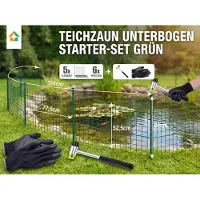 Prestige Home Living Outdoor Set di elementi per recinzione per laghetto - 5 elementi inclusi martello e guanti - Verde