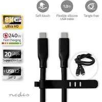 Nedis Ccgb64810bk10 Cavo Usb 3.2 Gen 2 Usb-c M-usb-c M 8k A 20 Gb/s Nichelato Silicone 1 M 240w 30hz