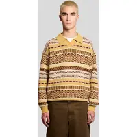 Lyle & Scott Fair Isle Knitted Polo Shirt Brass Taglia: XL | Maglioni a maglia Outlet | Uomo
