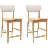 vidaXL Sedie da pranzo, 2 pezzi, legno massello di gomma, colore naturale, 48 x 49 x 95 cm