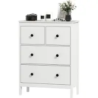 Northio Cassettiera a 4 cassetti per vestiti e biancheria, MDF bianco