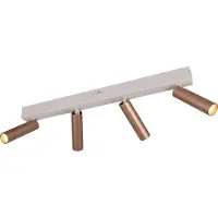 TRIO Lighting Faretto da soffitto a LED Ambala, lunghezza 65 cm, grigio/marrone, a 4 luci.
