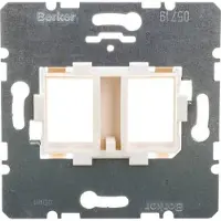 Hager Berker 454105 Piastra di supporto con supporto bianco, a 2 ingressi per inserti di moduli jack modulari