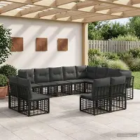 Prolenta Maison Exclusive - Set divano da esterno in poliestere nero e grigio scuro