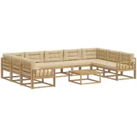 vidaXL Set da salotto da esterno, 10 pezzi, bianco e beige