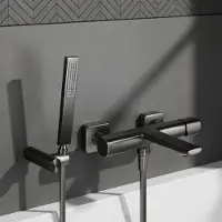 Kuchinox Miscelatore per vasca da bagno da montare a parete, con set doccia, finitura grafite