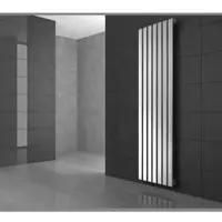 LuxeBath Design radiatore a pannello Stella attacco centrale 370 x 1600 mm bianco con set di attacchi termostatico universale ad angolo e passante, senza elemento riscaldante