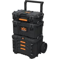 Keter Carrello porta attrezzi Pro Gear XL - 3 valigie con cassetti, IP65 impermeabile e antipolvere, chiudibile a chiave, 65x47,8x78,9-105,5 cm, nero