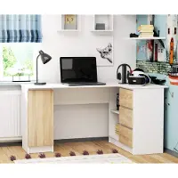 RAUMHIRSCH FURNITURE Scrivania angolare a L da 155 cm con 3 cassetti, 1 anta e 4 scomparti