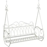 vidaXL Panchina a dondolo in acciaio 112 x 60 x 126,5 cm Bianco antico