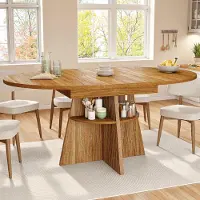 Flieks - Tavolo da pranzo allungabile con ripiano aperto, tavolo da pranzo con piano rinforzato, tavolo da cucina 110-150 x 110 x 76 cm, marrone scuro