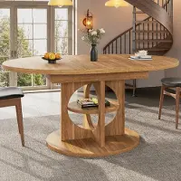 Flieks Tavolo da pranzo con ripiano integrato nella gamba cava, struttura robusta con portata fino a 60 kg, tavolo da cucina, tavolo da bar 110-150 x 110 x 76 cm, effetto legno