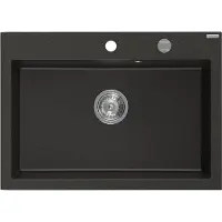 Mexen Elix lavello in granito a 1 vasca 700 x 500 mm, nero/oro metallizzato, sifone cromato - 6526701005-75