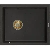 Mexen Pedro lavello in granito 1 vasca 560 x 460 mm, nero/oro metallico, sifone dorato - 6508561000-75-G