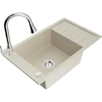 Mexen Elias lavello in granito a 1 vasca con sgocciolatoio e miscelatore da cucina Elia, beige - 6511-69-670101-00