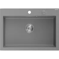 Mexen Elix lavello in granito a 1 vasca 700 x 500 mm, grigio, sifone cromato - 6526701005-71