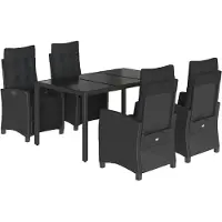 vidaXL set da pranzo da giardino a 5 pezzi con cuscini in rattan nero