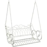 vidaXL Panchina a dondolo in acciaio 109 x 75 x 59 cm bianco anticato