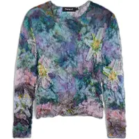 Desigual , Blusa a trama floreale, Donna, Poliestere, Blu, M