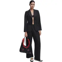 Desigual , blazer a righe patch, Donna, Poliestere, Nero, XS