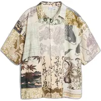 Desigual , camicia patch orientale, Uomo, Cotone, Bianco, M