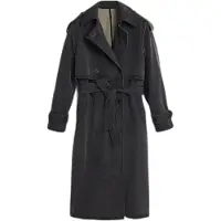Desigual , trench coat effetto scamosciato, Donna, Poliuretano, Nero, M