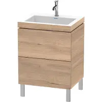Duravit L-Cube c-bonded Ensemble vertical, 2 tiroirs, sans trop-plein, 1 trou pour robinet, 600x698x480mm, LC6936O5555, LC6936O5555