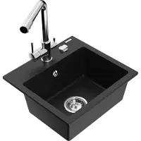 Mexen Milo lavello in granito ad 1 vasca con miscelatore cucina Duero, nero - 6505-77-671600-00